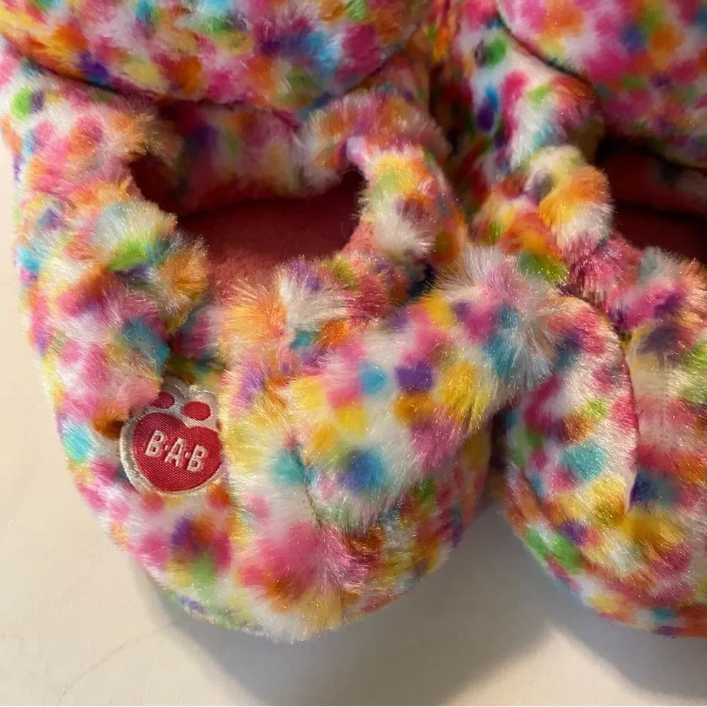 Build a Bear Confetti Kitty cat leopard Girls 3D plus animal Slippers L 1-2